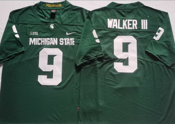 Men Michigan State Spartans 9 Walker iii Green Nike 2025 NCAA Jersey
